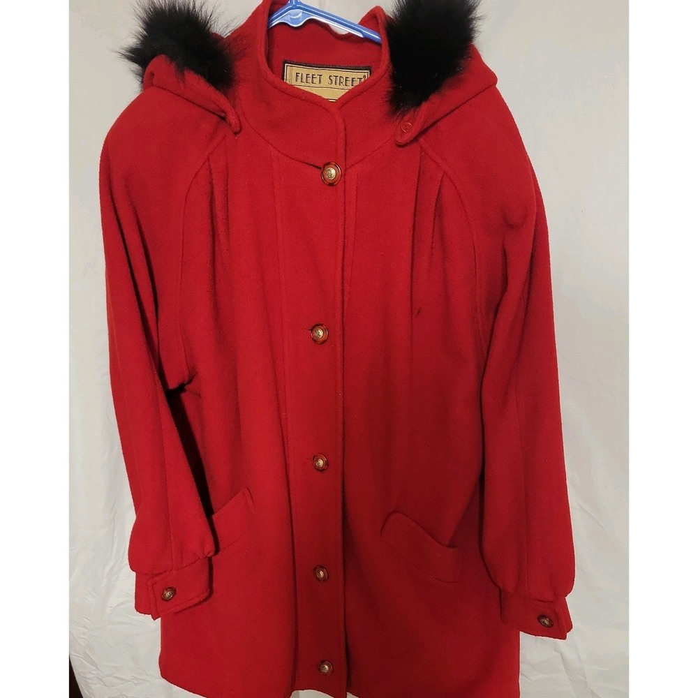 Fleet Street Women's‎ Size 10 Coat button Up Lined Red Velvet Polyester